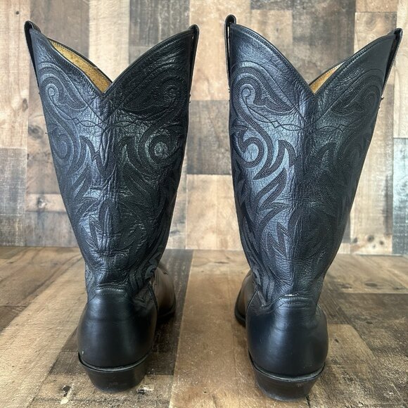Panhandle Slim Vintage Classic Black Western Cowboy Boots Mens 10 EE - Picture 8 of 12
